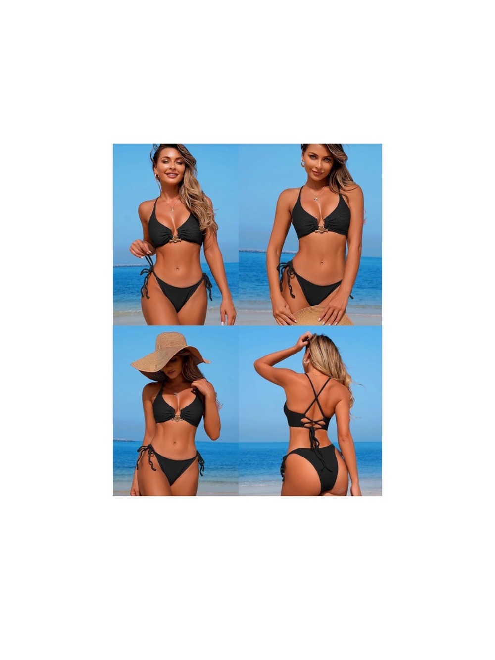 Black Push-Up Tie-Side Bikini Set - Women Swim